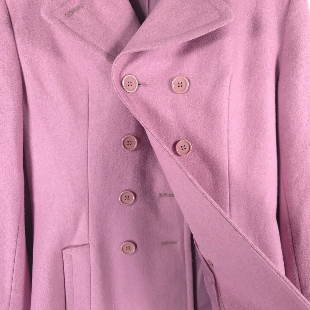 HALSTON STUDIO‎ WOOL Blend Pink Coat Double Breasted UKRAINE🇺🇦MADE Size 8